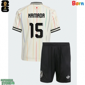 Japan Daichi Kamada #15 Replika Babytøj Udebanesæt Børn VM 2026 Kortærmet (+ Korte bukser)